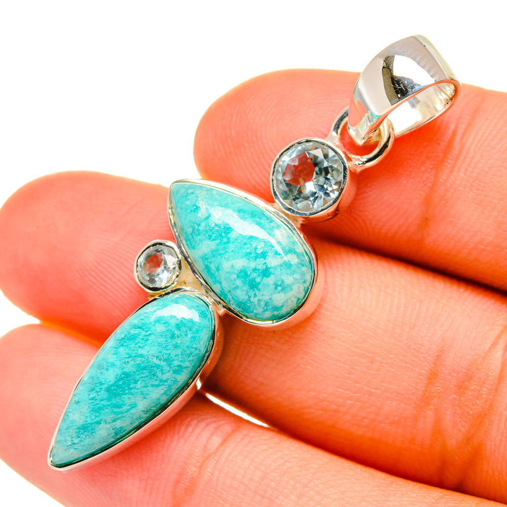 Amazonite, Blue Topaz Pendants handcrafted by Ana Silver Co - PD6892