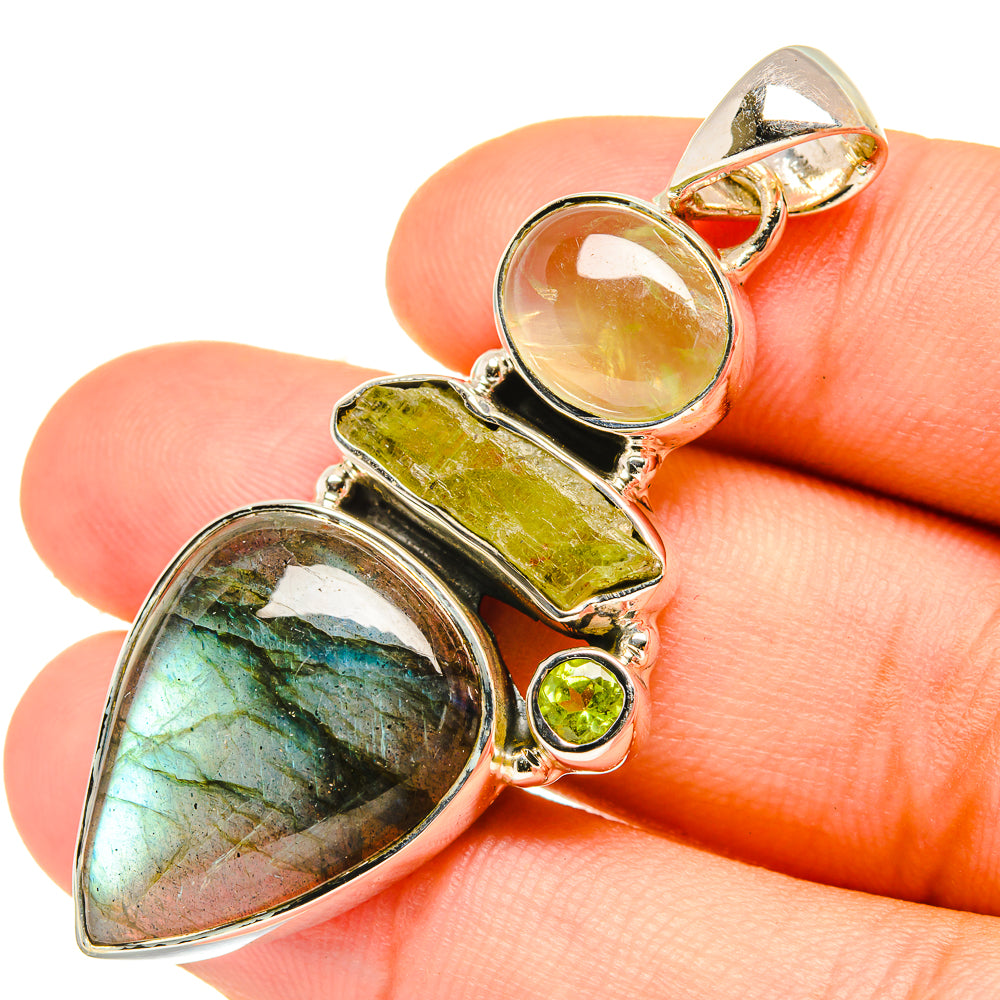 Labradorite, Prehnite, Peridot Pendants handcrafted by Ana Silver Co - PD6893