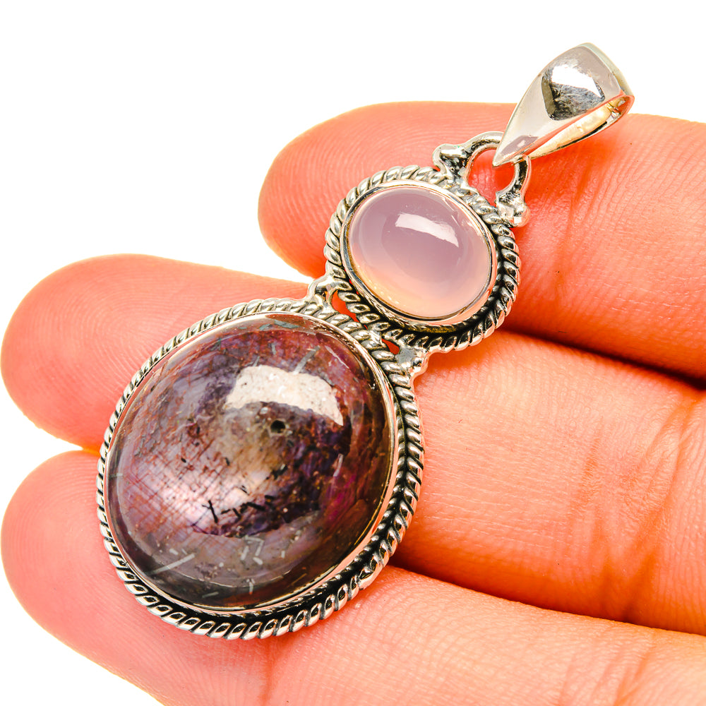 Star Ruby, Rose Quartz Pendants handcrafted by Ana Silver Co - PD6894