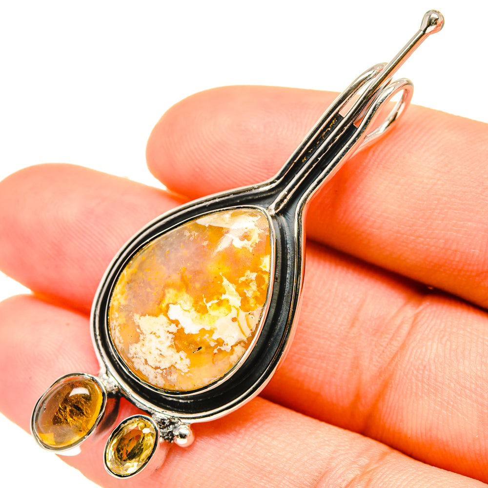 Plume Agate, Citrine Pendants handcrafted by Ana Silver Co - PD6898
