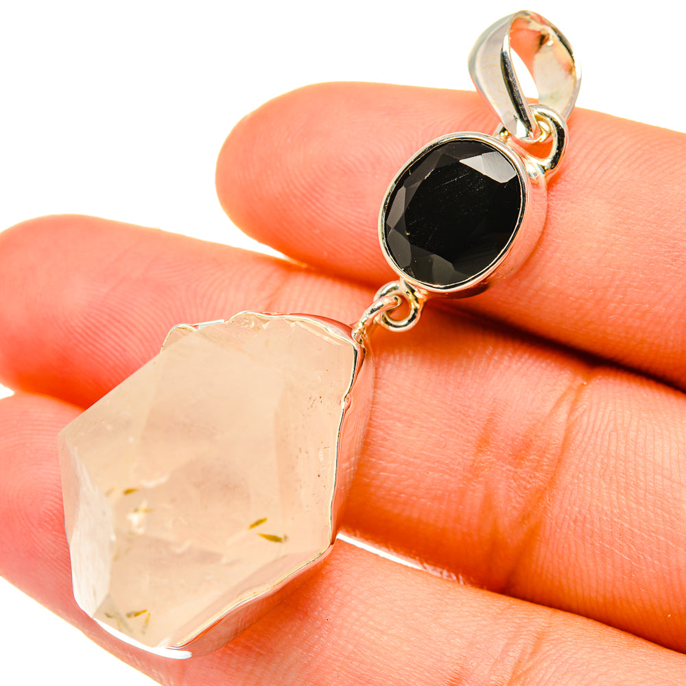 Rainbow Moonstone, Black Onyx Pendants handcrafted by Ana Silver Co - PD6918