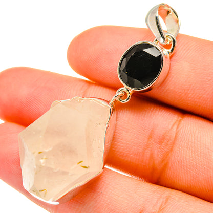 Rainbow Moonstone, Black Onyx Pendants handcrafted by Ana Silver Co - PD6918