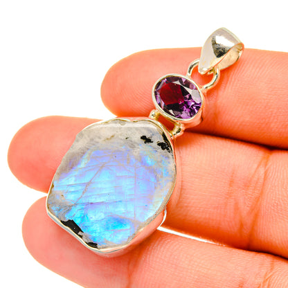 Rainbow Moonstone, Amethyst Pendants handcrafted by Ana Silver Co - PD6934