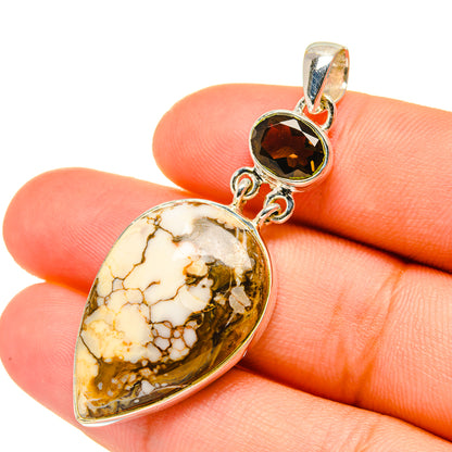 Peanut Wood Jasper, Smoky Quartz Pendants handcrafted by Ana Silver Co - PD6937