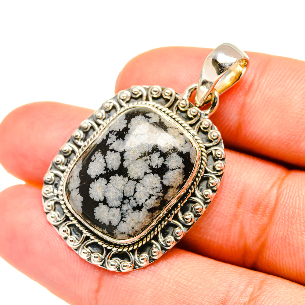 Snowflake Obsidian Pendants handcrafted by Ana Silver Co - PD6941