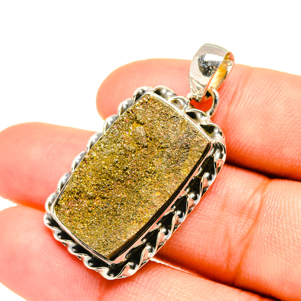 Spectro Pyrite Druzy Pendants handcrafted by Ana Silver Co - PD6957