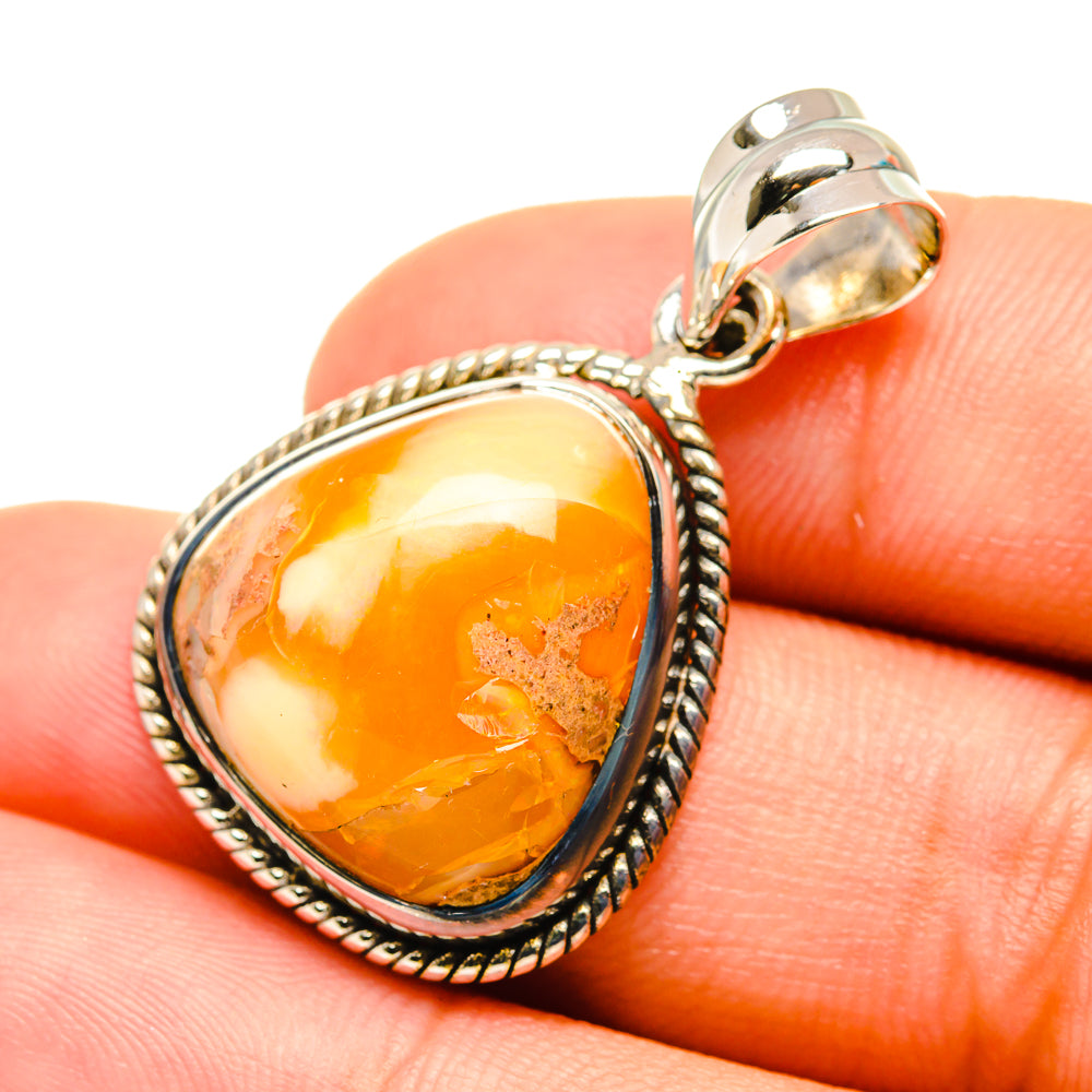Mexican Fire Opal Pendants handcrafted by Ana Silver Co - PD6997