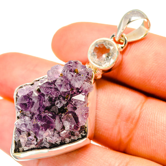Amethyst Crystal, White Quartz Pendants handcrafted by Ana Silver Co - PD7020