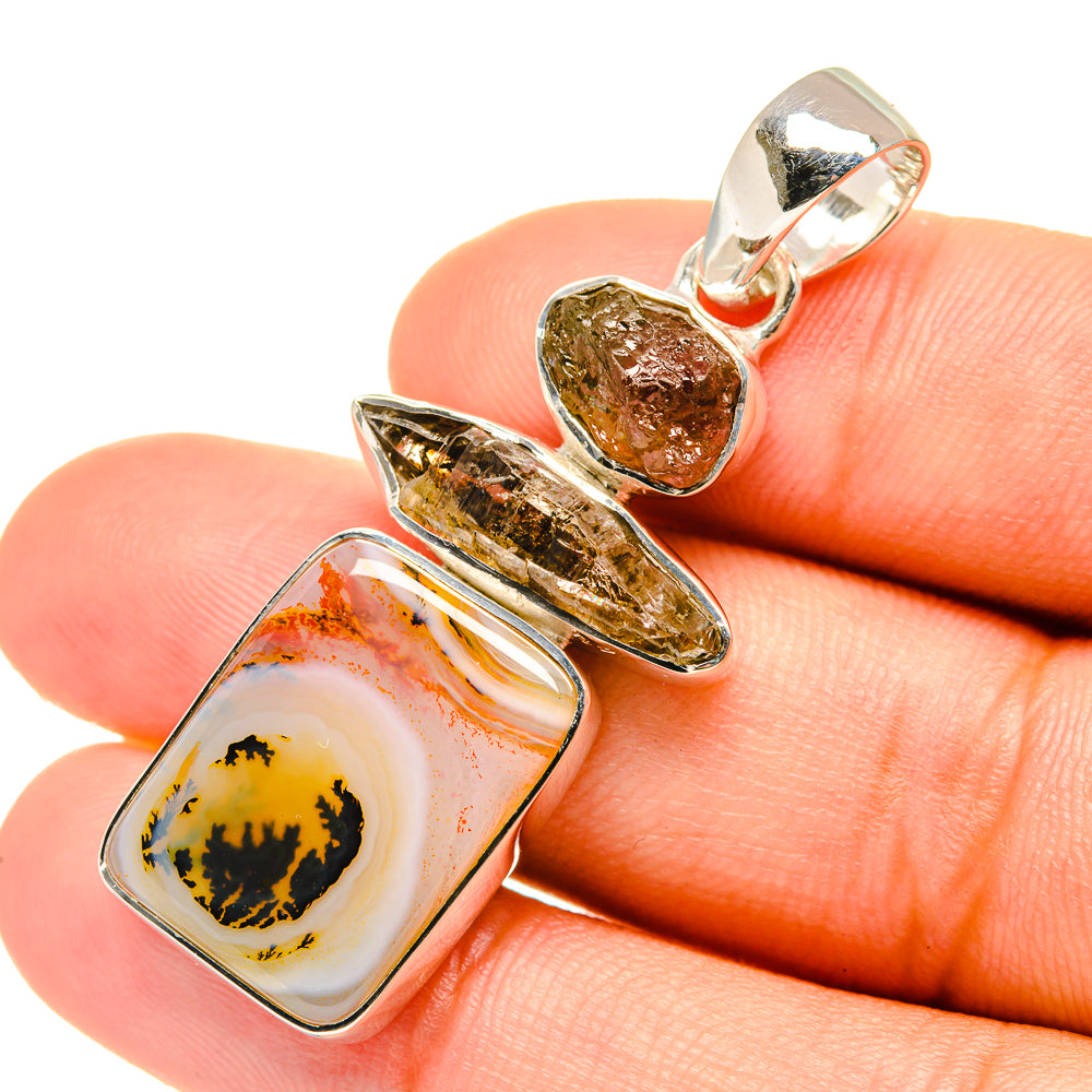 Scenic Dendritic Agate, Herkimer Diamond, Ametrine Pendants handcrafted by Ana Silver Co - PD7025