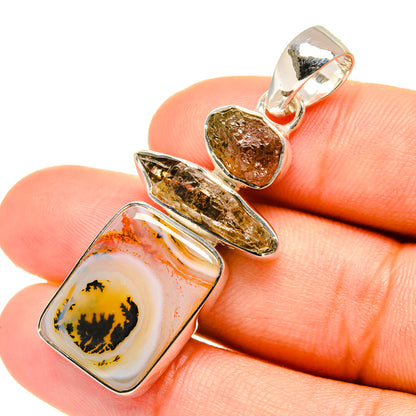 Scenic Dendritic Agate, Herkimer Diamond, Ametrine Pendants handcrafted by Ana Silver Co - PD7025