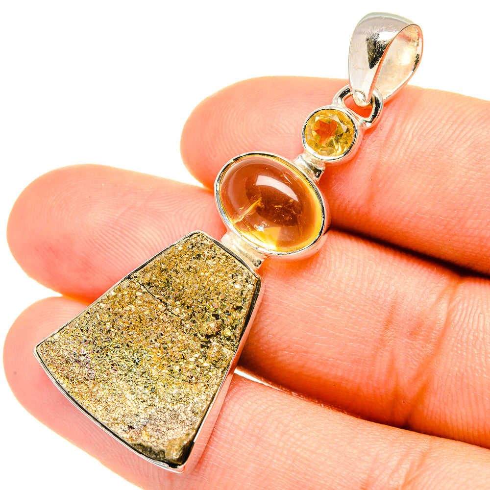 Spectro Pyrite Druzy Pendants handcrafted by Ana Silver Co - PD7060
