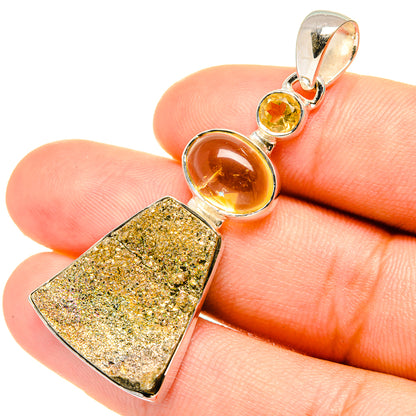 Spectro Pyrite Druzy Pendants handcrafted by Ana Silver Co - PD7060