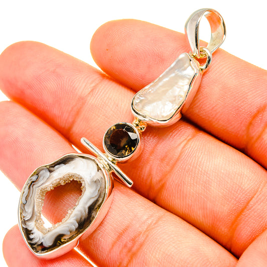 Coconut Geode Slice Pendants handcrafted by Ana Silver Co - PD7068