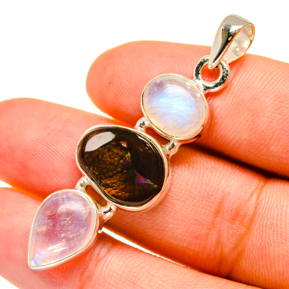 Mexican Fire Agate Pendants handcrafted by Ana Silver Co - PD7070