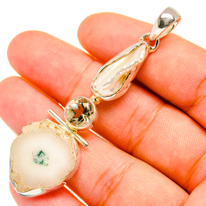 White Solar Quartz Pendants handcrafted by Ana Silver Co - PD7071