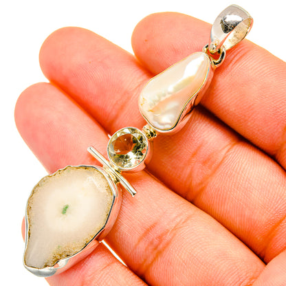 White Solar Quartz Pendants handcrafted by Ana Silver Co - PD7082