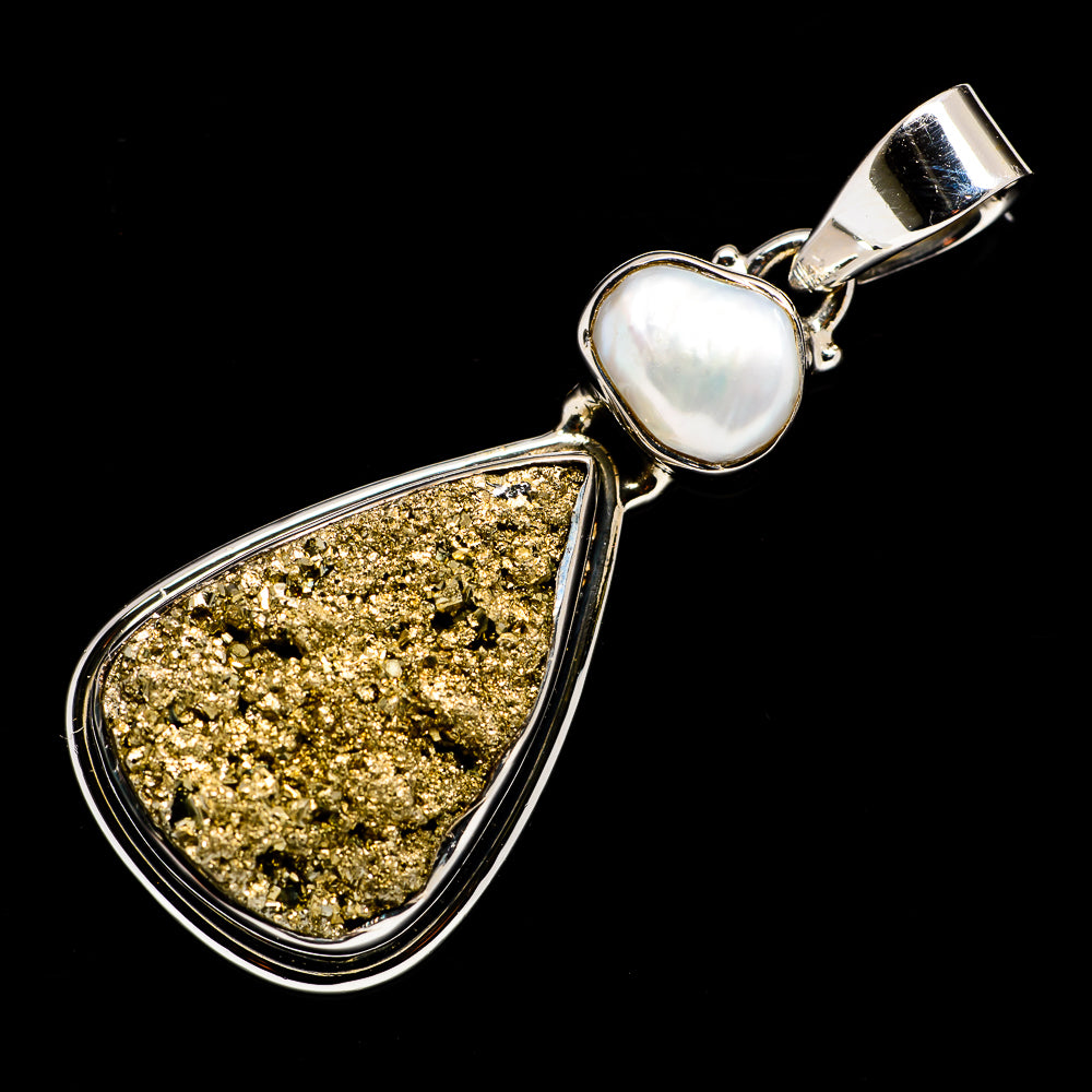 Pyrite Druzy Pendants handcrafted by Ana Silver Co - PD718201