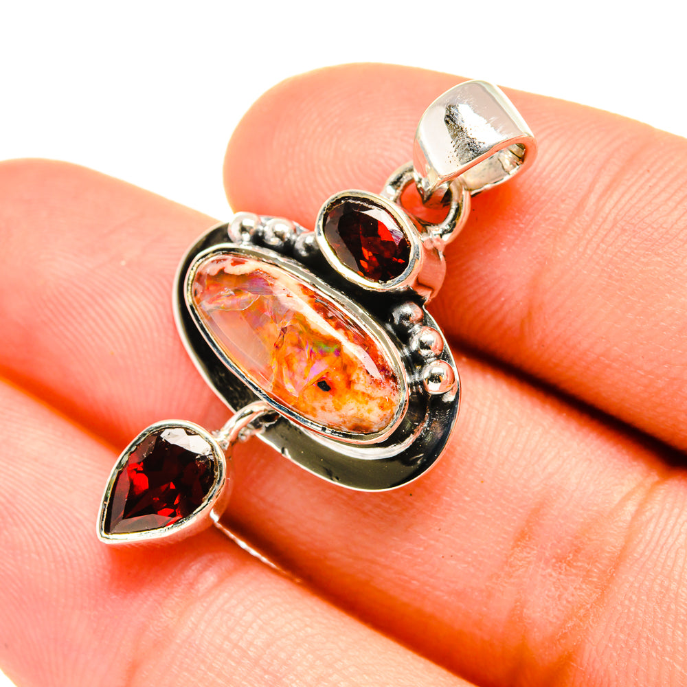 Mexican Fire Opal Pendants handcrafted by Ana Silver Co - PD7186