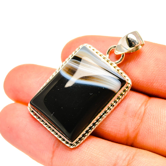 Black Banded Agate Pendants handcrafted by Ana Silver Co - PD7189