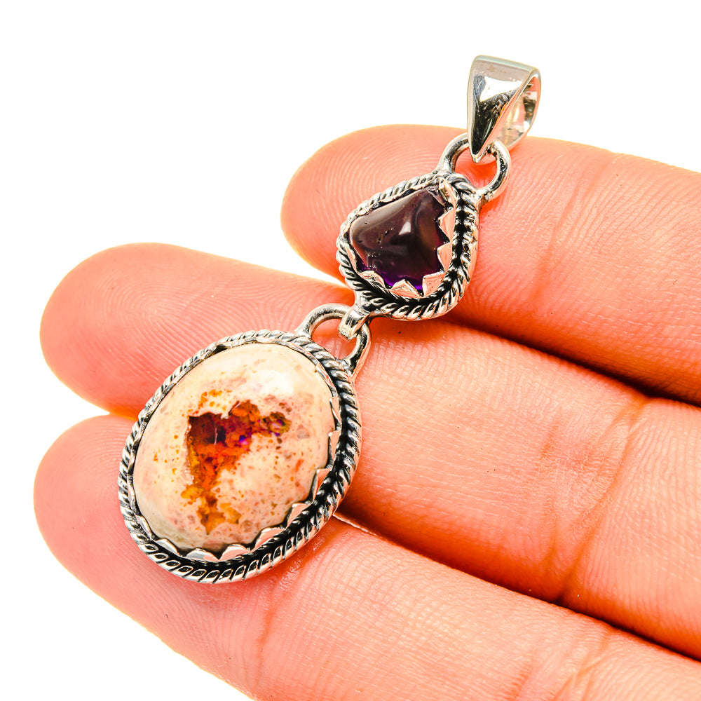 Mexican Fire Opal Pendants handcrafted by Ana Silver Co - PD7193