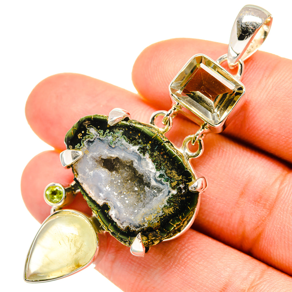 Coconut Geode Slice Pendants handcrafted by Ana Silver Co - PD7243