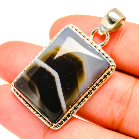 Black Banded Agate Pendants handcrafted by Ana Silver Co - PD7250