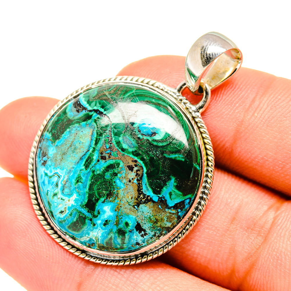 Malachite In Chrysocolla Pendants handcrafted by Ana Silver Co - PD7259