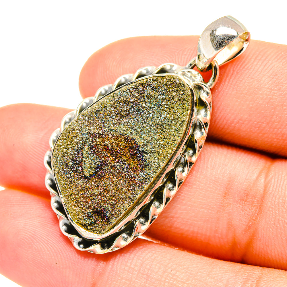 Spectro Pyrite Druzy Pendants handcrafted by Ana Silver Co - PD7267