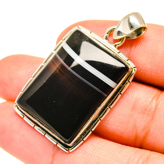 Black Banded Agate Pendants handcrafted by Ana Silver Co - PD7268