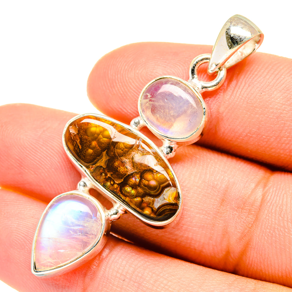 Mexican Fire Agate Pendants handcrafted by Ana Silver Co - PD7278