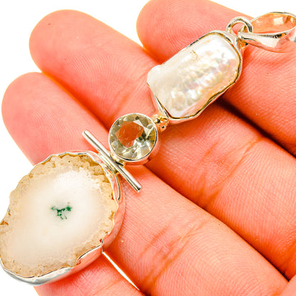 White Solar Quartz Pendants handcrafted by Ana Silver Co - PD7289