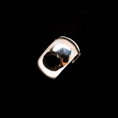 Smoky quartz pendant, rounded-square sterling silver bezel with dark faceted stone