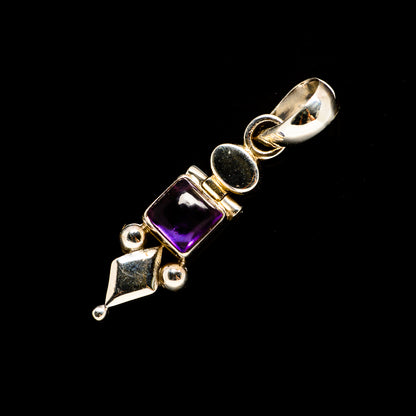 Sterling silver amethyst pendant with purple rectangular gemstone and bail