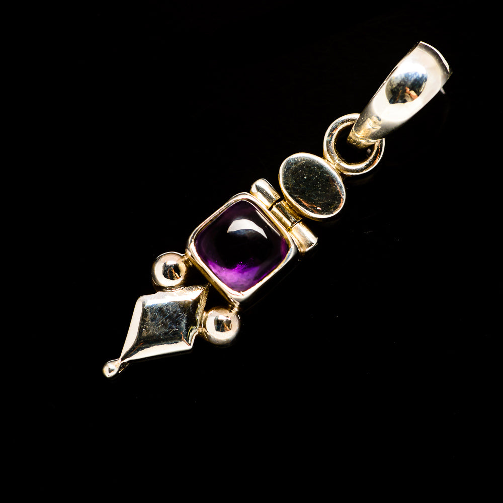 Amethyst pendant in 925 sterling silver with purple square gemstone and bail