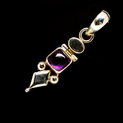 Amethyst pendant in 925 sterling silver with purple square gemstone and bail