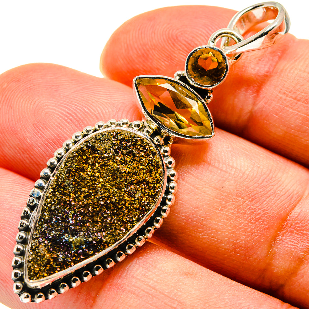 Spectro Pyrite Druzy Pendants handcrafted by Ana Silver Co - PD737780