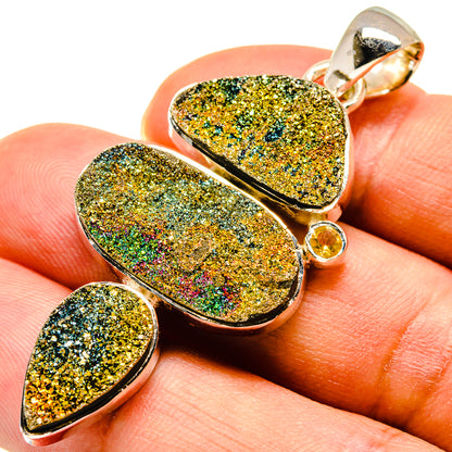 Spectro Pyrite Druzy Pendants handcrafted by Ana Silver Co - PD737804