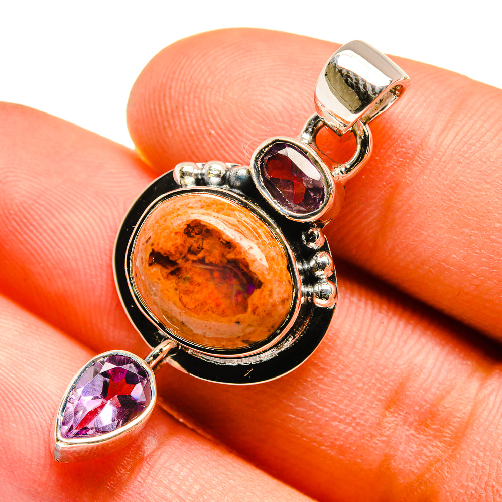 Mexican Fire Opal Pendants handcrafted by Ana Silver Co - PD7386