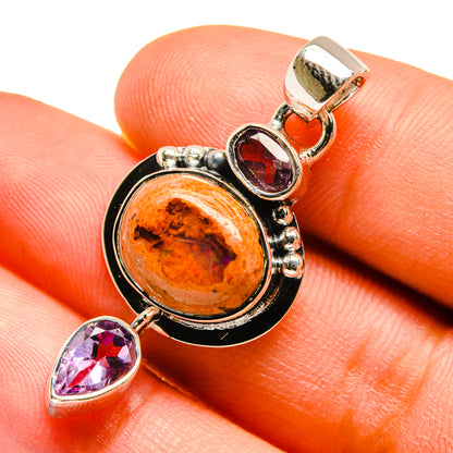 Mexican Fire Opal Pendants handcrafted by Ana Silver Co - PD7386
