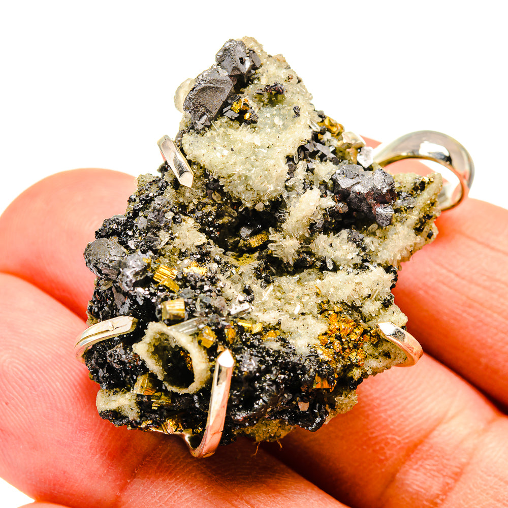 Pyrite Quartz Crystal Pendants handcrafted by Ana Silver Co - PD738768