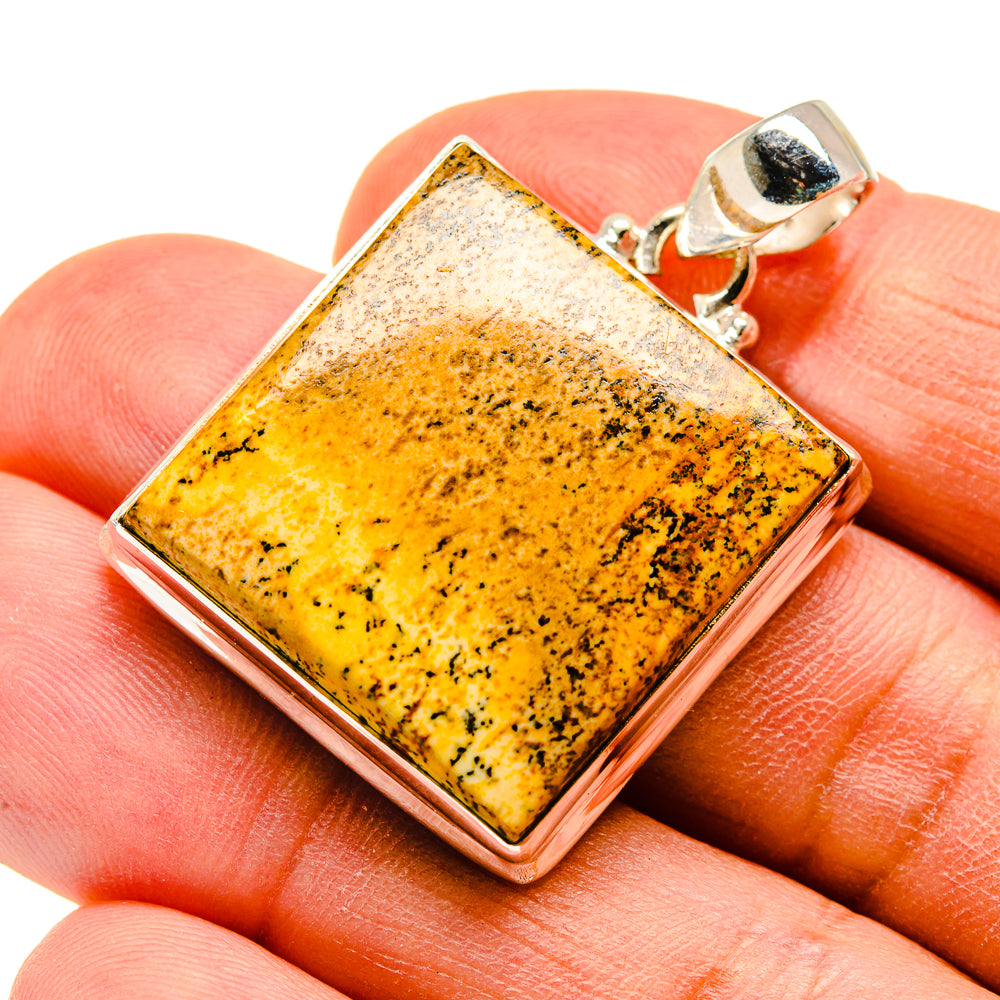 Square picture jasper pendant with sterling silver bezel and top loop bail