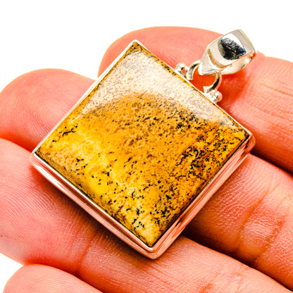 Square picture jasper pendant with sterling silver bezel and top loop bail