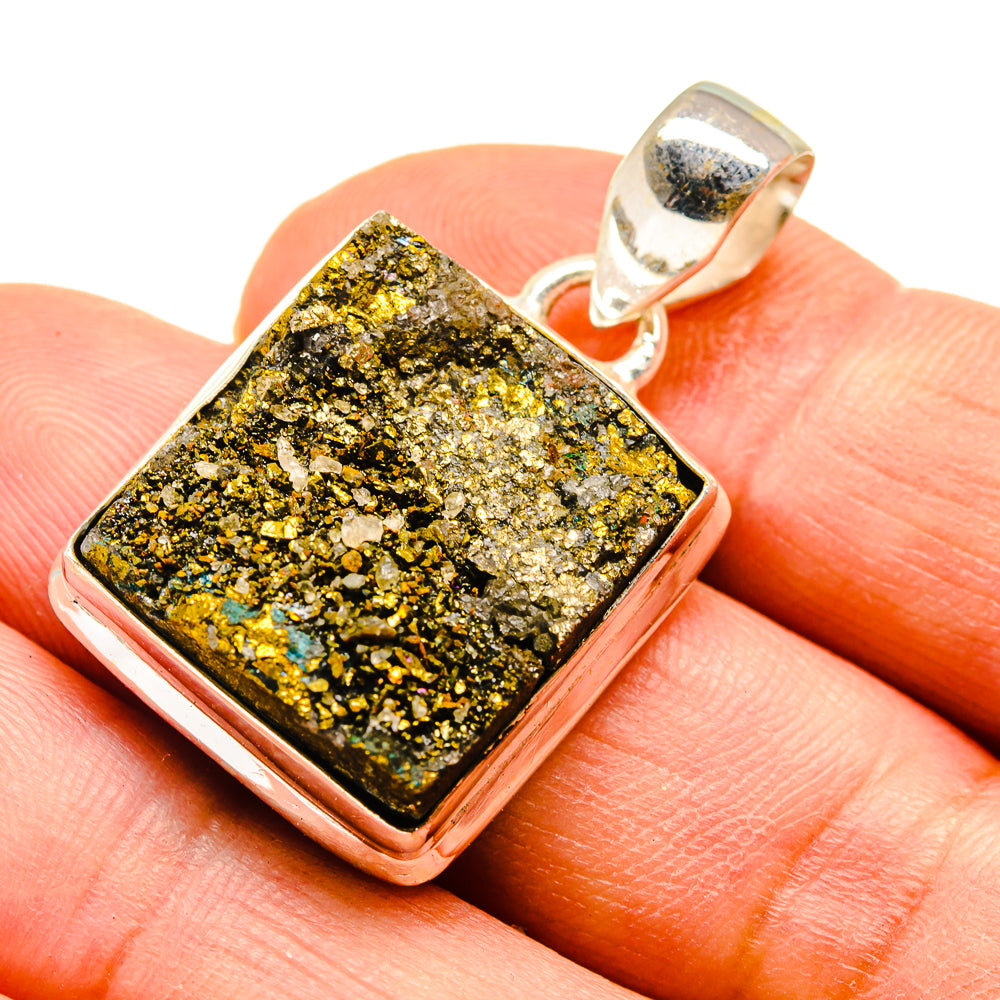Spectro Pyrite Druzy Pendants handcrafted by Ana Silver Co - PD739174