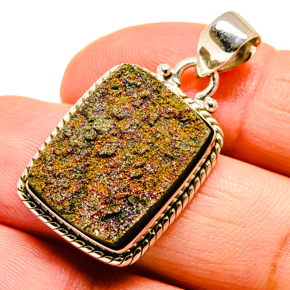 Spectro Pyrite Druzy Pendants handcrafted by Ana Silver Co - PD739994