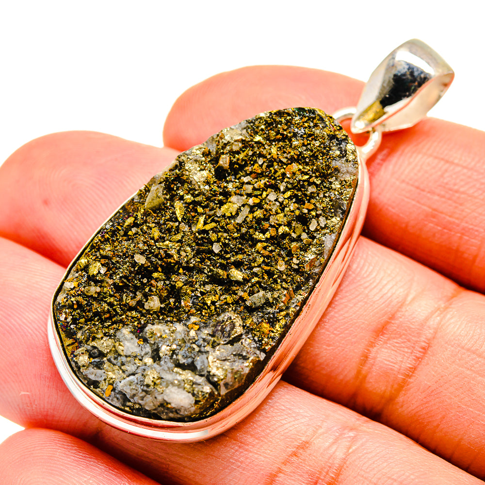 Spectro Pyrite Druzy Pendants handcrafted by Ana Silver Co - PD740112
