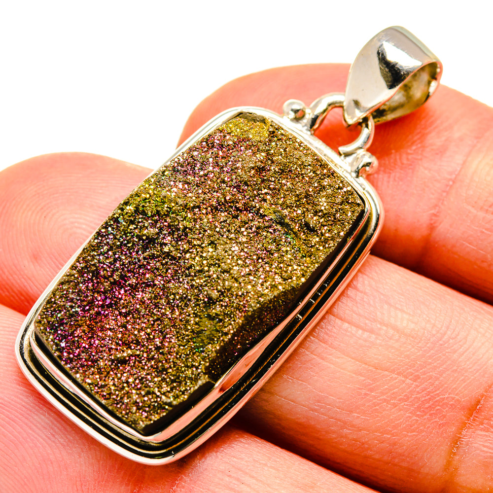 Spectro Pyrite Druzy Pendants handcrafted by Ana Silver Co - PD740304