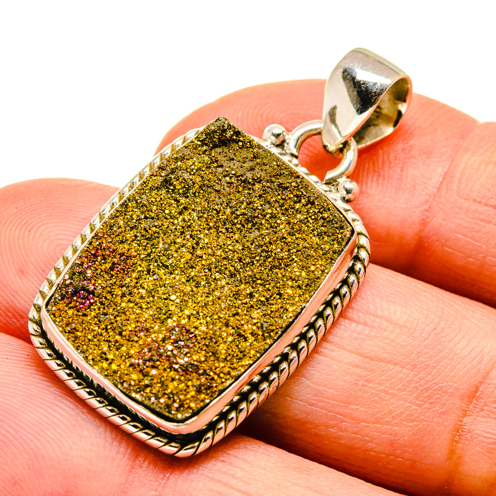 Spectro Pyrite Druzy Pendants handcrafted by Ana Silver Co - PD740368