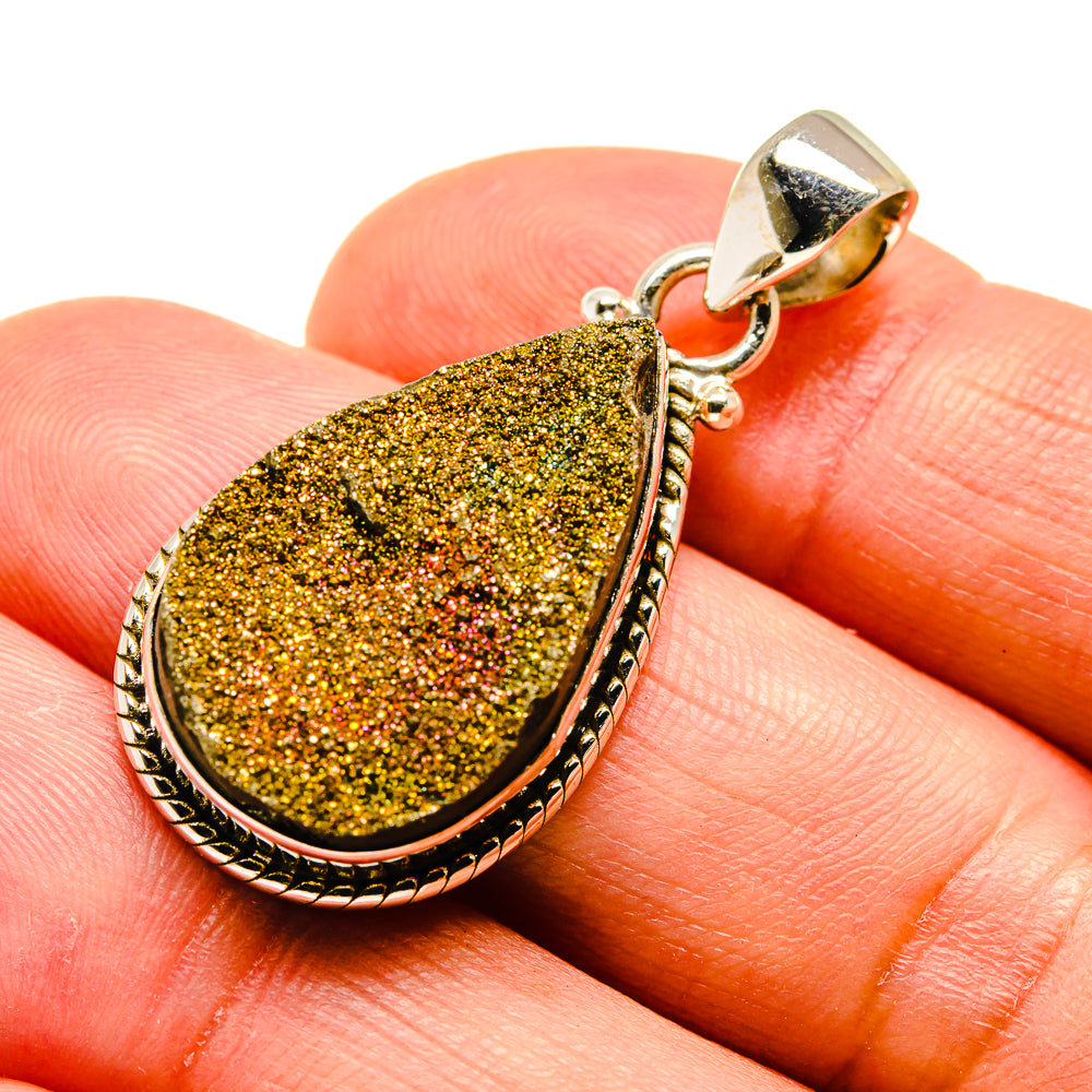 Spectro Pyrite Druzy Pendants handcrafted by Ana Silver Co - PD741162