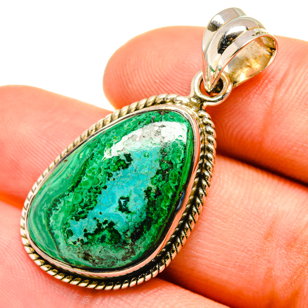 Malachite In Chrysocolla Pendants handcrafted by Ana Silver Co - PD7412