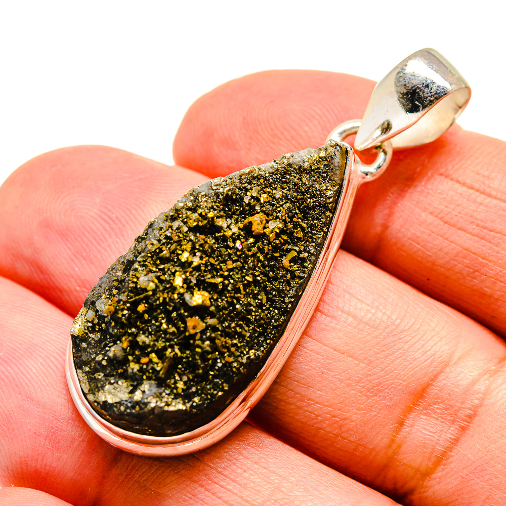 Spectro Pyrite Druzy Pendants handcrafted by Ana Silver Co - PD741907